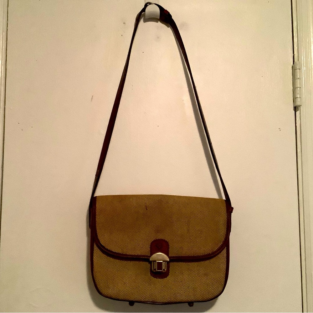 Vintage John Romain Tan and Burgundy Crossbody Bag